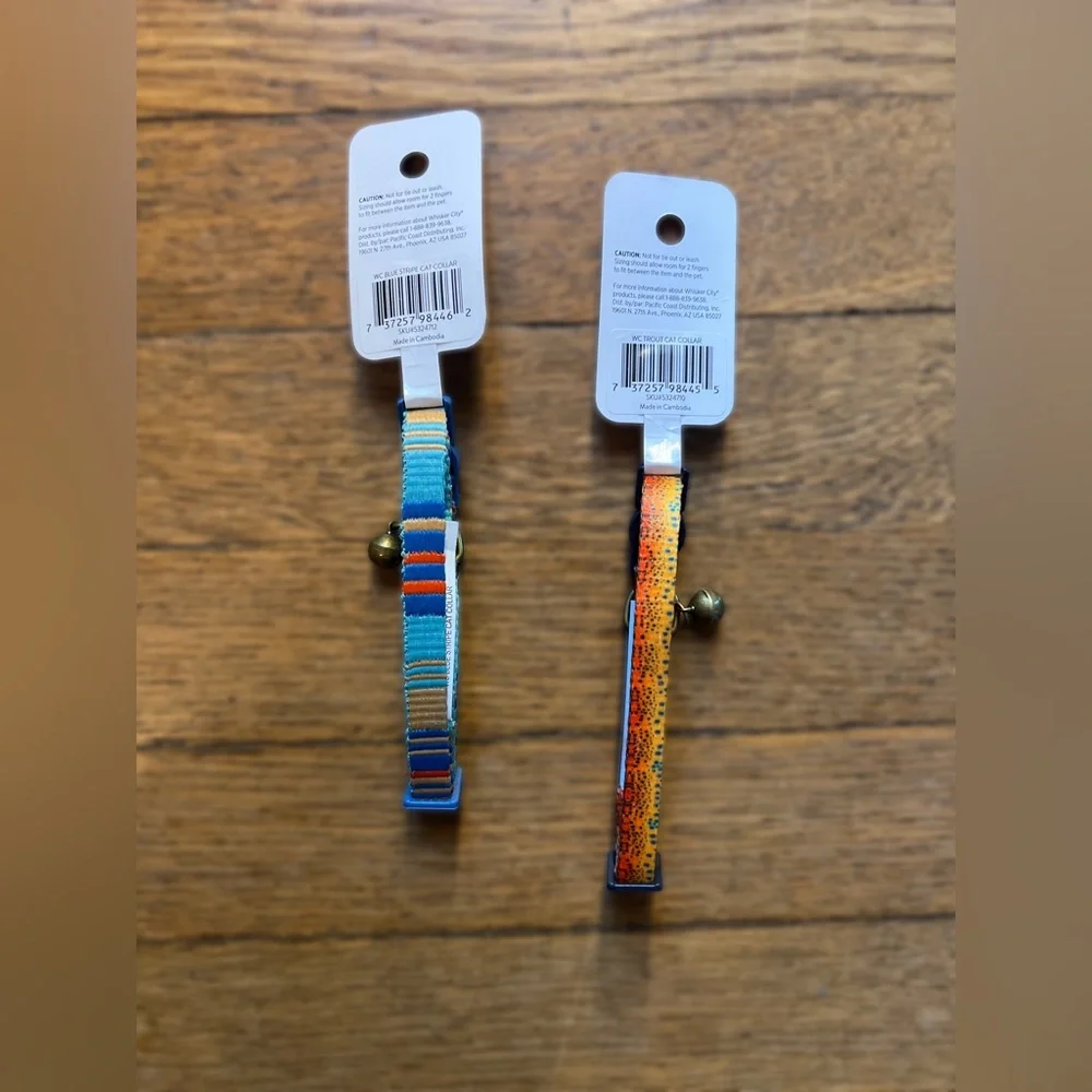 Twin-Pack Easy-Release Cat Collars — Blue & Orange